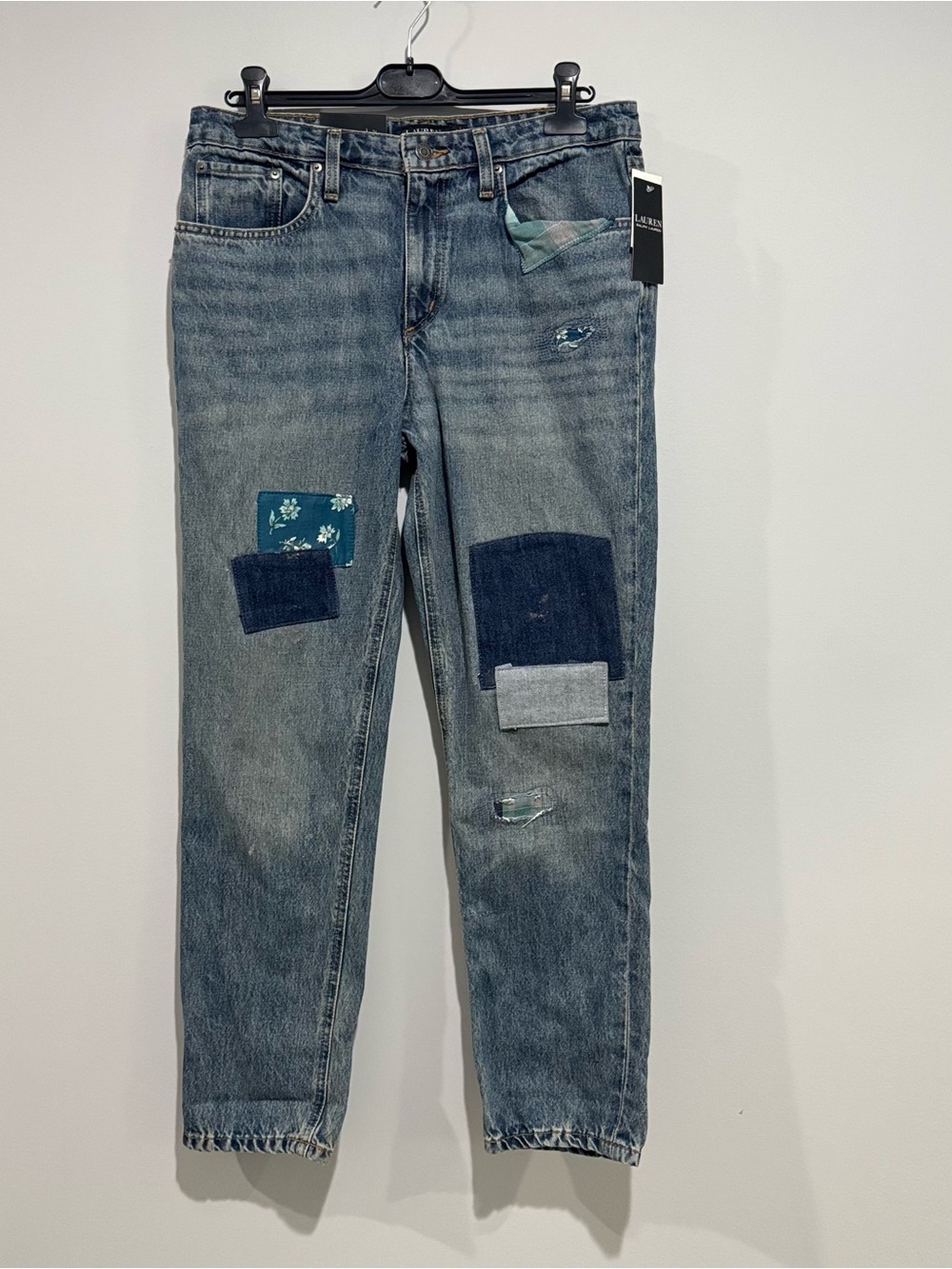 Lauren Ralph Lauren Patchwork Distressed Straight Leg Jeans NWT⁠ Size 6